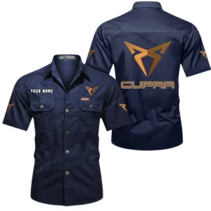 Cupra Short Sleeved Shirt, All Over Print Button Shirt CAR444052625925 - Dark Blue