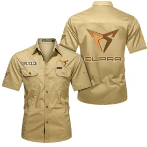 Cupra Short Sleeved Shirt, All Over Print Button Shirt CAR444052625925 - Khaki
