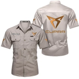 Cupra Short Sleeved Shirt, All Over Print Button Shirt CAR444052625925 - Beige