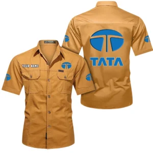 Tata Short Sleeved Shirt, All Over Print Button Shirt CAR444052625927 - Turmeric