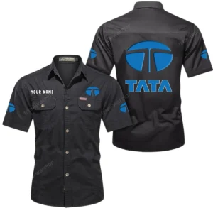 Tata Short Sleeved Shirt, All Over Print Button Shirt CAR444052625927 - Black