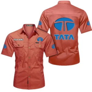 Tata Short Sleeved Shirt, All Over Print Button Shirt CAR444052625927 - Red