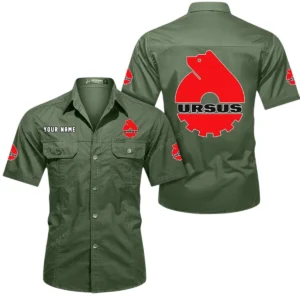 Ursus Short Sleeved Shirt, All Over Print Button Shirt CAR444052625928 - Army Green