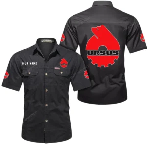 Ursus Short Sleeved Shirt, All Over Print Button Shirt CAR444052625928 - Black
