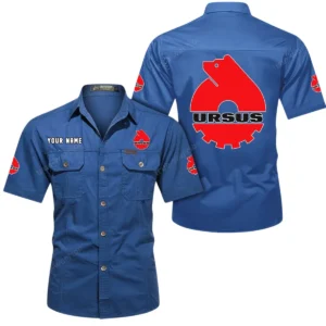 Ursus Short Sleeved Shirt, All Over Print Button Shirt CAR444052625928 - Cowboy Blue