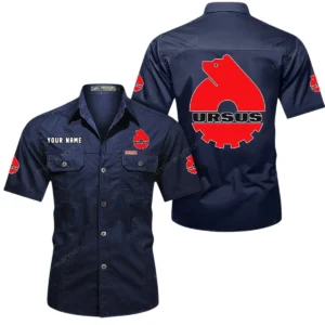 Ursus Short Sleeved Shirt, All Over Print Button Shirt CAR444052625928 - Dark Blue
