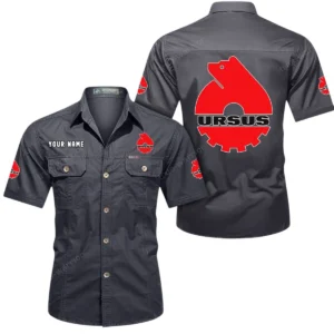 Ursus Short Sleeved Shirt, All Over Print Button Shirt CAR444052625928 - Gray
