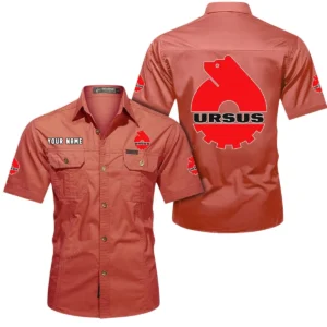 Ursus Short Sleeved Shirt, All Over Print Button Shirt CAR444052625928 - Red
