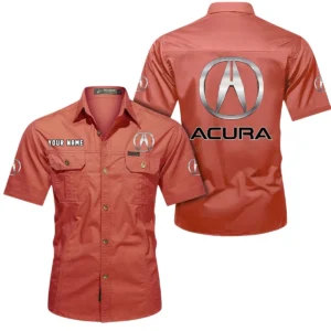Acura Short Sleeved Shirt, All Over Print Button Shirt CAR444052625929 - Red