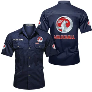 Vauxhall Short Sleeved Shirt, All Over Print Button Shirt CAR444052625930 - Dark Blue