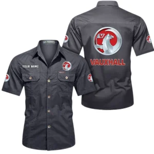 Vauxhall Short Sleeved Shirt, All Over Print Button Shirt CAR444052625930 - Gray