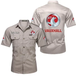 Vauxhall Short Sleeved Shirt, All Over Print Button Shirt CAR444052625930 - Beige