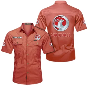 Vauxhall Short Sleeved Shirt, All Over Print Button Shirt CAR444052625930 - Red
