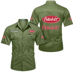 Peterbilt Short Sleeved Shirt, All Over Print Button Shirt CAR444052625931 - Fruit Green