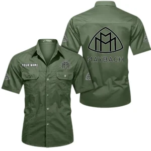 Maybach Short Sleeved Shirt, All Over Print Button Shirt CAR444052625932 - Army Green