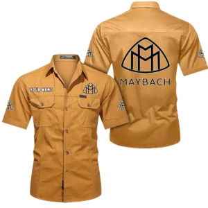 Maybach Short Sleeved Shirt, All Over Print Button Shirt CAR444052625932 - Turmeric