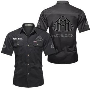 Maybach Short Sleeved Shirt, All Over Print Button Shirt CAR444052625932 - Black