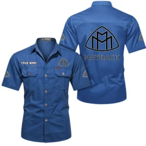 Maybach Short Sleeved Shirt, All Over Print Button Shirt CAR444052625932 - Cowboy Blue