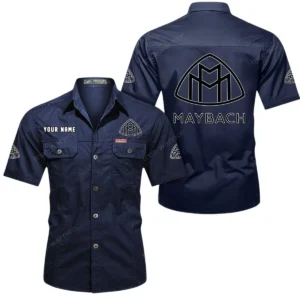 Maybach Short Sleeved Shirt, All Over Print Button Shirt CAR444052625932 - Dark Blue