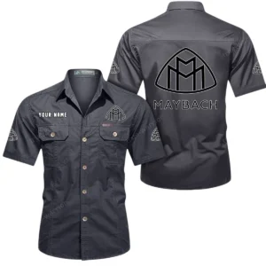 Maybach Short Sleeved Shirt, All Over Print Button Shirt CAR444052625932 - Gray