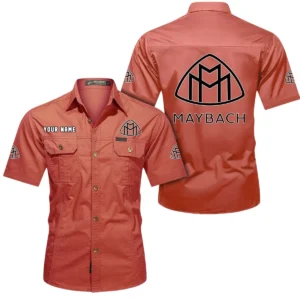 Maybach Short Sleeved Shirt, All Over Print Button Shirt CAR444052625932 - Red