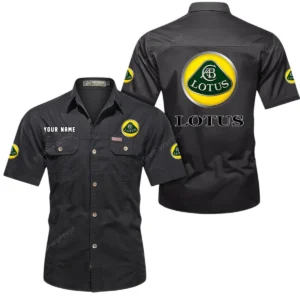 Lotus Short Sleeved Shirt, All Over Print Button Shirt CAR444052625933 - Black