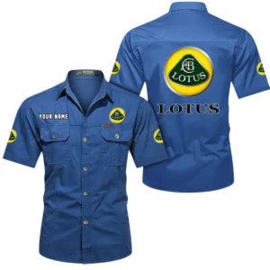 Lotus Short Sleeved Shirt, All Over Print Button Shirt CAR444052625933 - Cowboy Blue