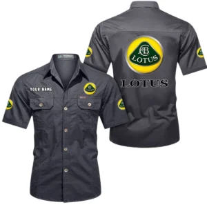 Lotus Short Sleeved Shirt, All Over Print Button Shirt CAR444052625933 - Gray