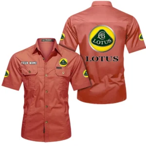 Lotus Short Sleeved Shirt, All Over Print Button Shirt CAR444052625933 - Red