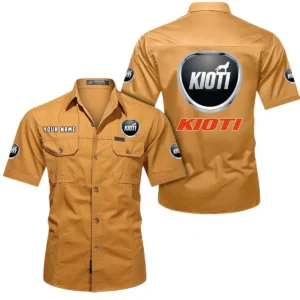 Kioti Short Sleeved Shirt, All Over Print Button Shirt CAR444052625934 - Turmeric