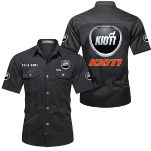 Kioti Short Sleeved Shirt, All Over Print Button Shirt CAR444052625934 - Black