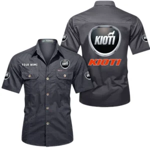Kioti Short Sleeved Shirt, All Over Print Button Shirt CAR444052625934 - Gray