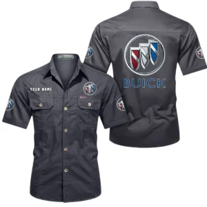 Buick Short Sleeved Shirt, All Over Print Button Shirt CAR444052625935 - Gray