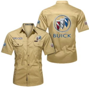 Buick Short Sleeved Shirt, All Over Print Button Shirt CAR444052625935 - Khaki