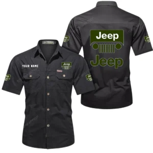 Jeep Short Sleeved Shirt, All Over Print Button Shirt CAR444052625936 - Black