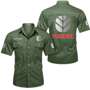 Fiatagri Short Sleeved Shirt, All Over Print Button Shirt CAR444052625937 - Army Green