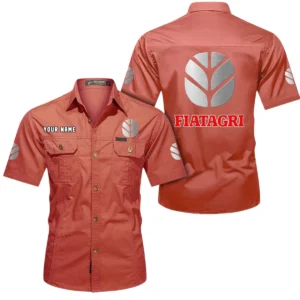 Fiatagri Short Sleeved Shirt, All Over Print Button Shirt CAR444052625937 - Red