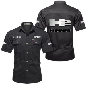 H2 Hummer Short Sleeved Shirt, All Over Print Button Shirt CAR444052625938 - Black