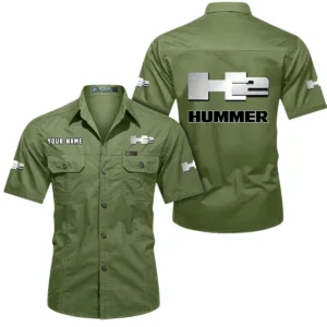 H2 Hummer Short Sleeved Shirt, All Over Print Button Shirt CAR444052625938 - Fruit Green