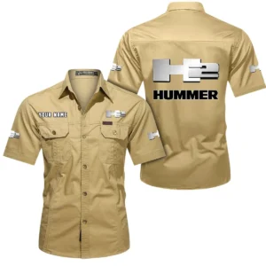 H2 Hummer Short Sleeved Shirt, All Over Print Button Shirt CAR444052625938 - Khaki