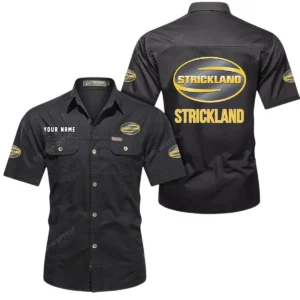 Strickland Short Sleeved Shirt, All Over Print Button Shirt CAR444052625939 - Black