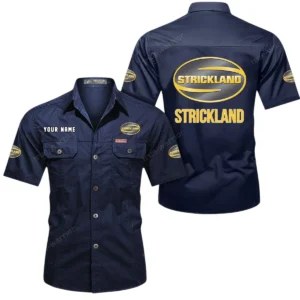 Strickland Short Sleeved Shirt, All Over Print Button Shirt CAR444052625939 - Dark Blue