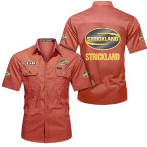 Strickland Short Sleeved Shirt, All Over Print Button Shirt CAR444052625939 - Red