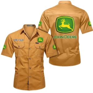 John Deere Short Sleeved Shirt, All Over Print Button Shirt CAR444052625940 - Turmeric