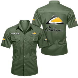 Challenger Short Sleeved Shirt, All Over Print Button Shirt CAR444052625941 - Army Green