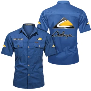 Challenger Short Sleeved Shirt, All Over Print Button Shirt CAR444052625941 - Cowboy Blue