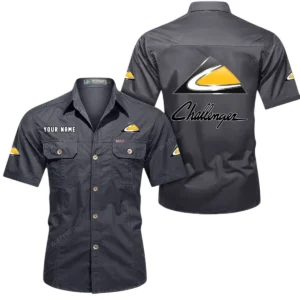 Challenger Short Sleeved Shirt, All Over Print Button Shirt CAR444052625941 - Gray