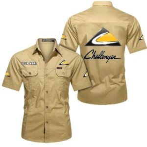 Challenger Short Sleeved Shirt, All Over Print Button Shirt CAR444052625941 - Khaki