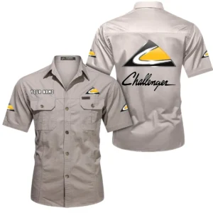 Challenger Short Sleeved Shirt, All Over Print Button Shirt CAR444052625941 - Beige