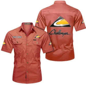 Challenger Short Sleeved Shirt, All Over Print Button Shirt CAR444052625941 - Red